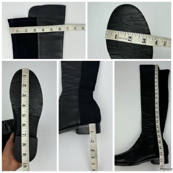 Stuart Weitzman 5050 Over-The-Knee block heel Black Nappa Leather Boots 6.5 - Picture 8 of 13